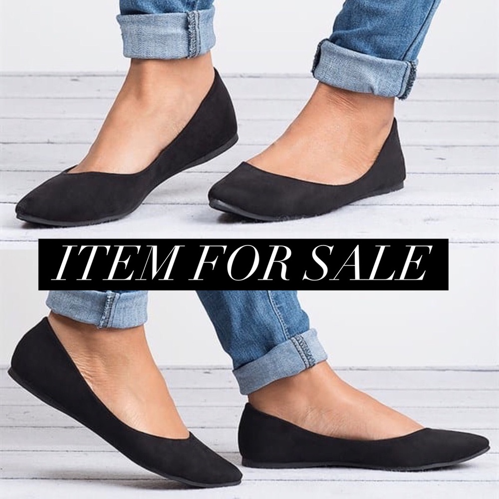 RESTOCKING ❤️black flats pointed toe suede - Picture 2 of 2